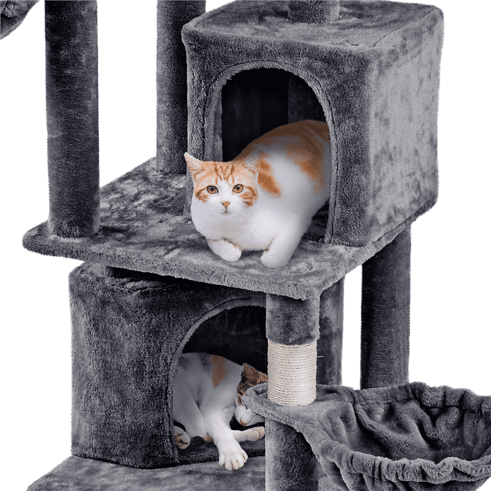 Easyfashion 69-inch Multilevel Cat Tree for Cats Kittens， Dark Gray