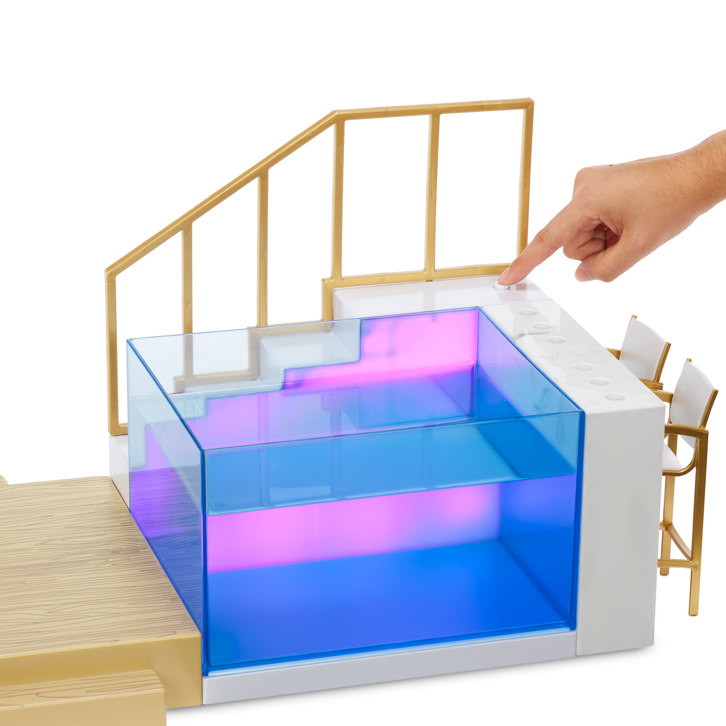 Rainbow High Color Change Pool and Beach Playset: 7-in-1 Light-Up-Multicolor Changing Pool and Pool Accessories. Fits 7 Fashion Dolls, Toy Gift for Kids Ages 6 7 8+ to 12