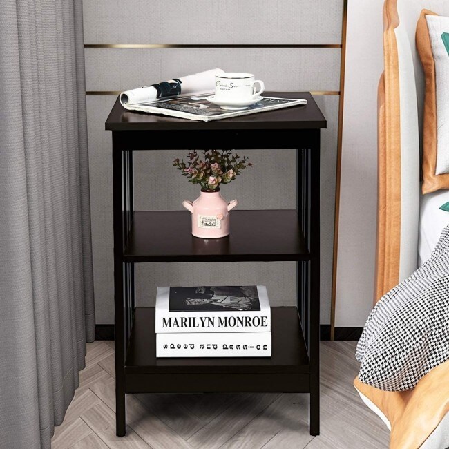 Set of 2 Multifunctional 3 Tier Nightstand Sofa Side Table   16\