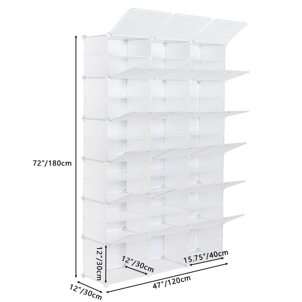 Ktaxon Portable 36 Cubes 12 Tiers 72 Pairs Shoe Storage Cabinet Shoe Rack Shelf Closet Organizer for Entryway Hallway Bedroom Living Room， White Finish