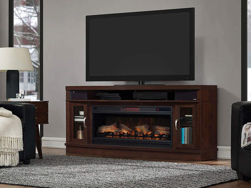 ClassicFlame Deerfield Cabinet Antique Brown Cherry & 42" Linear Firebox