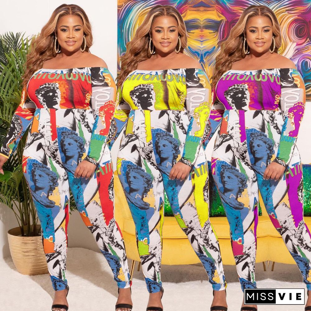 Tube Top Color Print Plus Size Jumpsuit