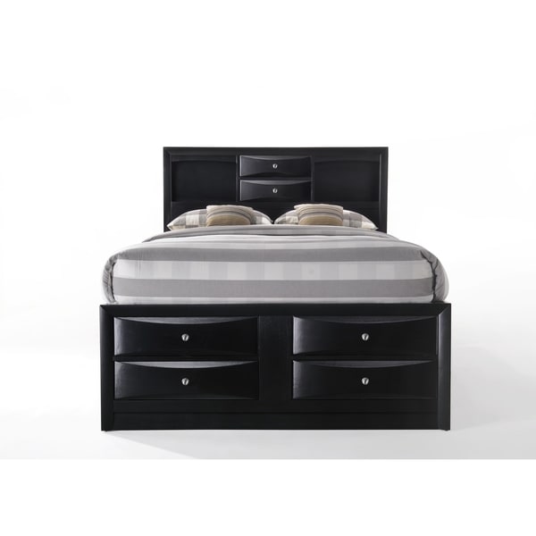 Ireland Black 4-piece Storage Bedroom Set - - 12271239