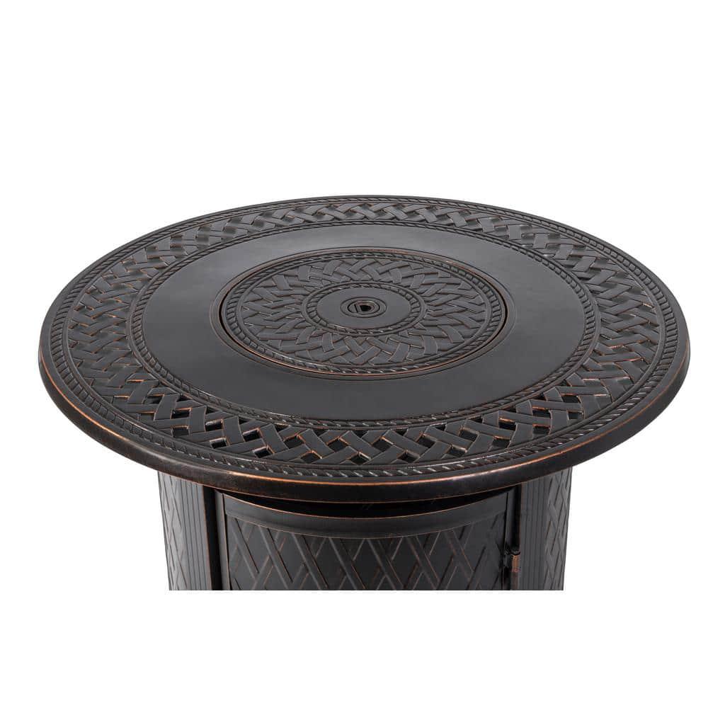 Fire Sense Wagner 33 in x 24 in Round Aluminum Propane Fire Pit Table in Antique Bronze