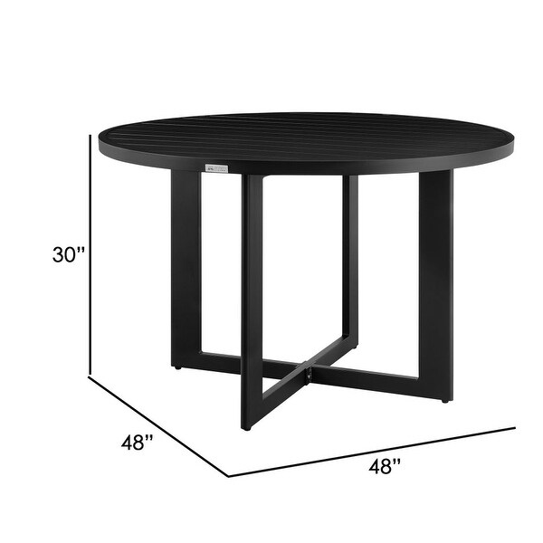 48 Inch Patio Dining Table，Aluminum Frame and Round Tabletop，Black