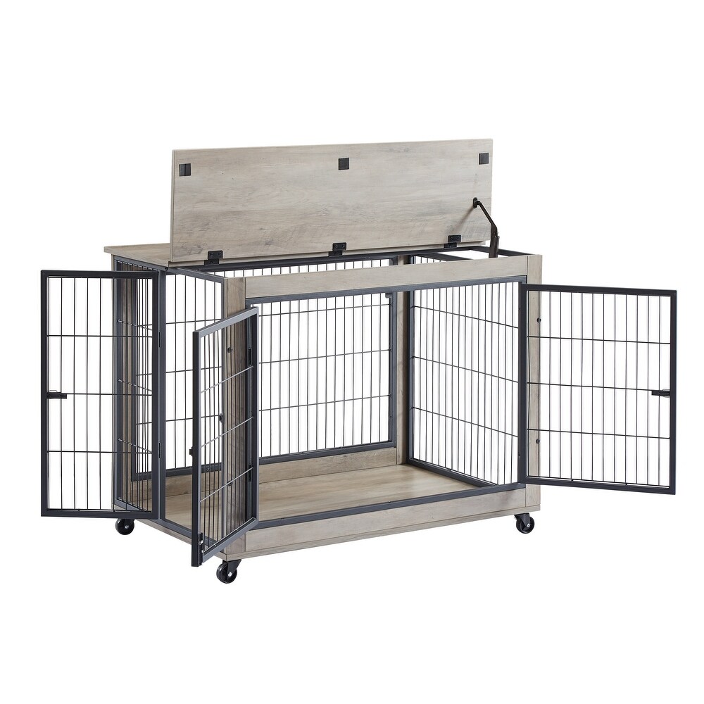 Furniture Dog Cage with Double Doors on Casters