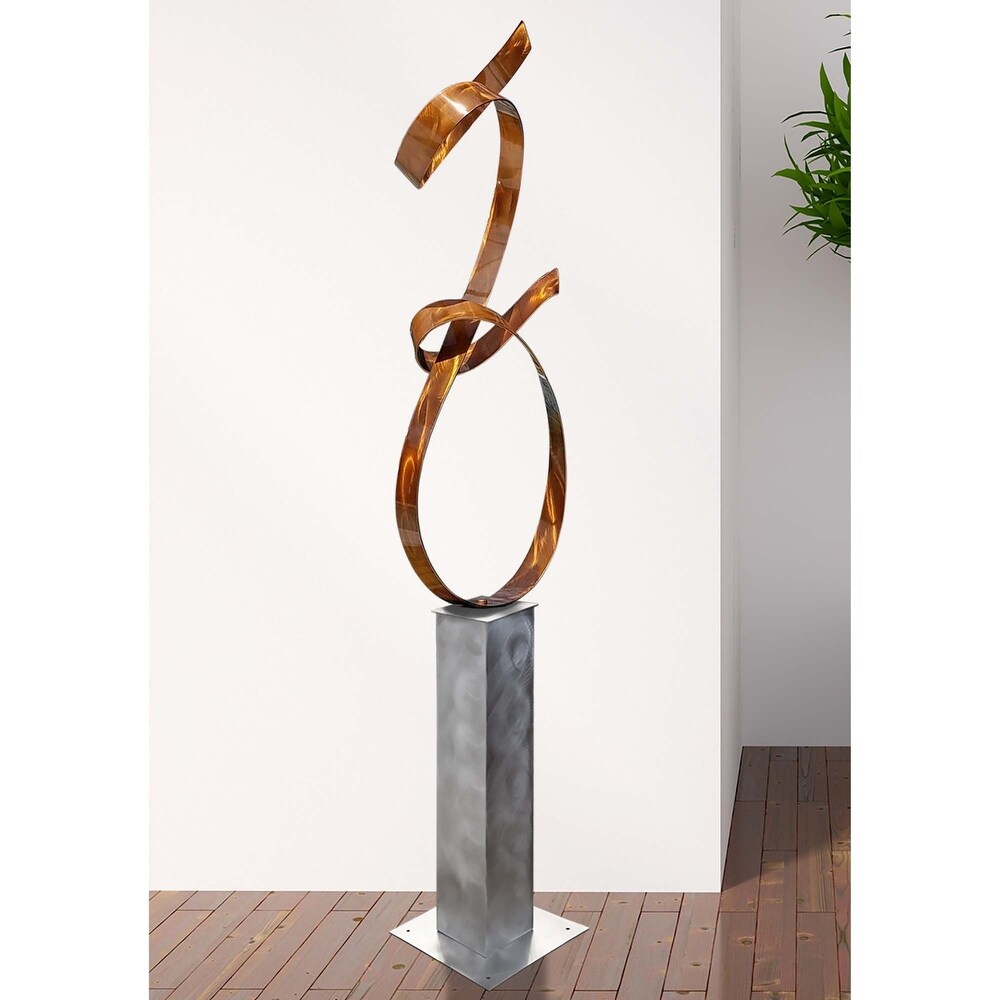 Statements2000 Large Modern Metal Sculpture Indoor Outdoor Garden Art Decor by Jon en   Copper ure with Silver Base