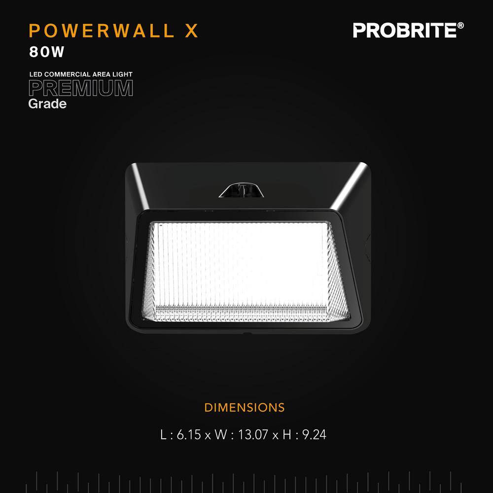 PROBRITE 250W Equivalent Integrated LED Bronze Outdoor Commercial Refractor Wall Pack Light 10000 Lumens 4000K Dusk-to-Dawn PRWX80-H-PC-4K-BZ