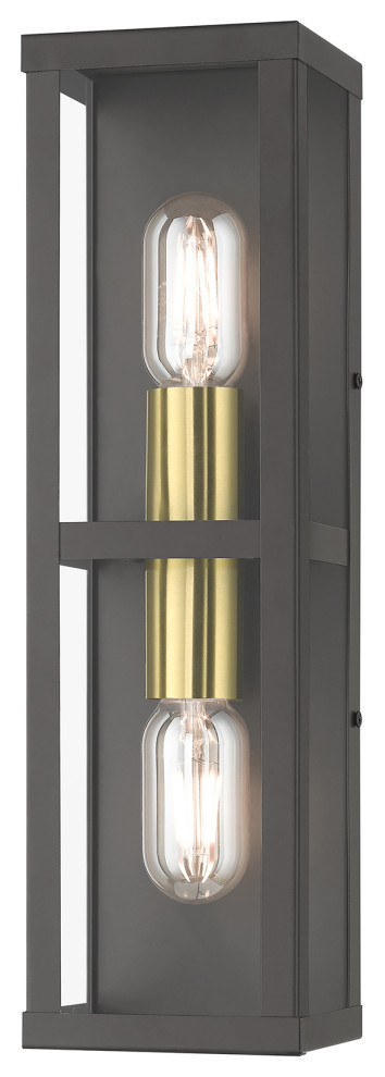 1 Light Bronze Outdoor ADA Wall Lantern  Antique Gold Finish Accents   Contemporary   Outdoor Wall Lights And Sconces   by Livex Lighting Inc.  Houzz