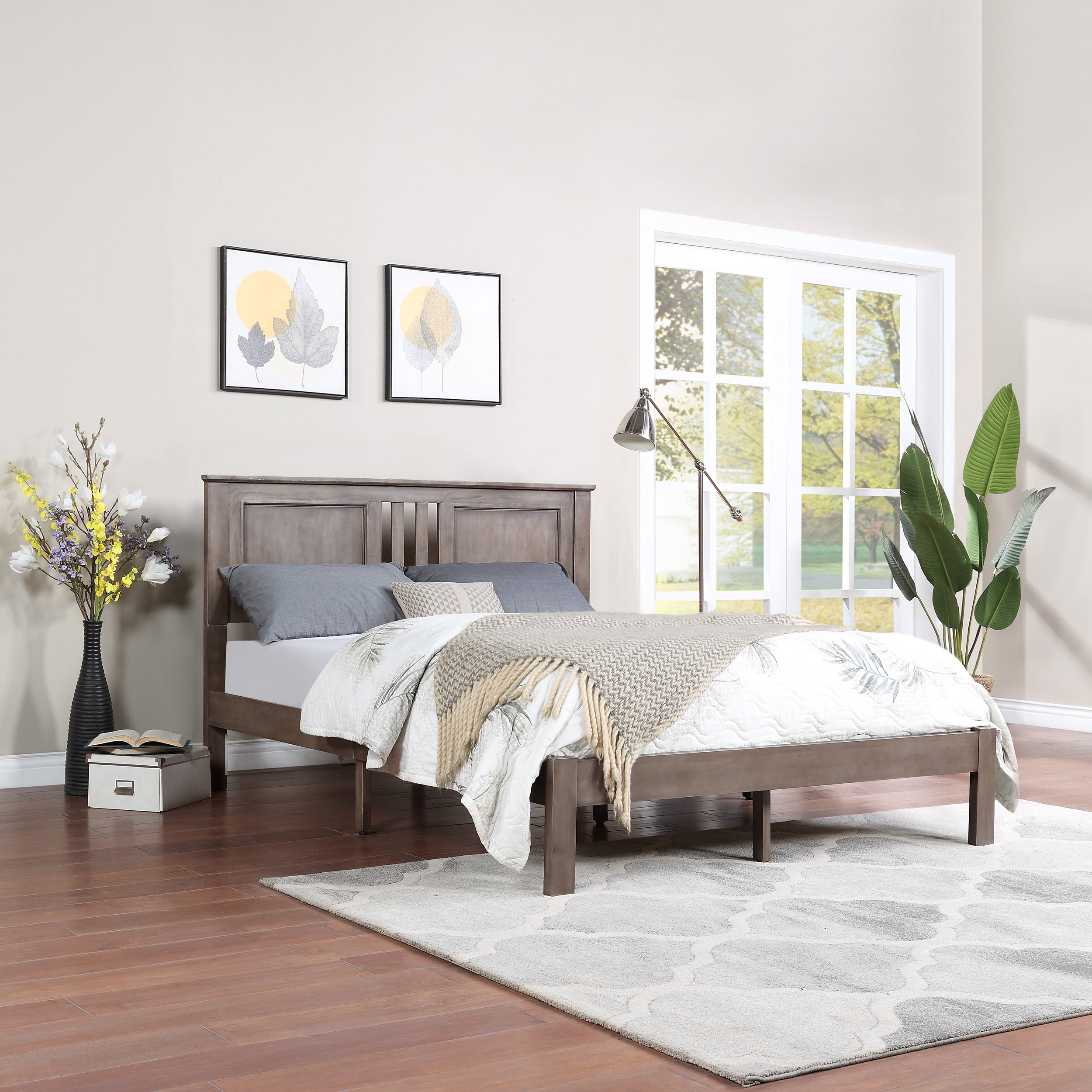 Kashtyn Modern Farmhouse Acacia Wood Queen Bed Platform