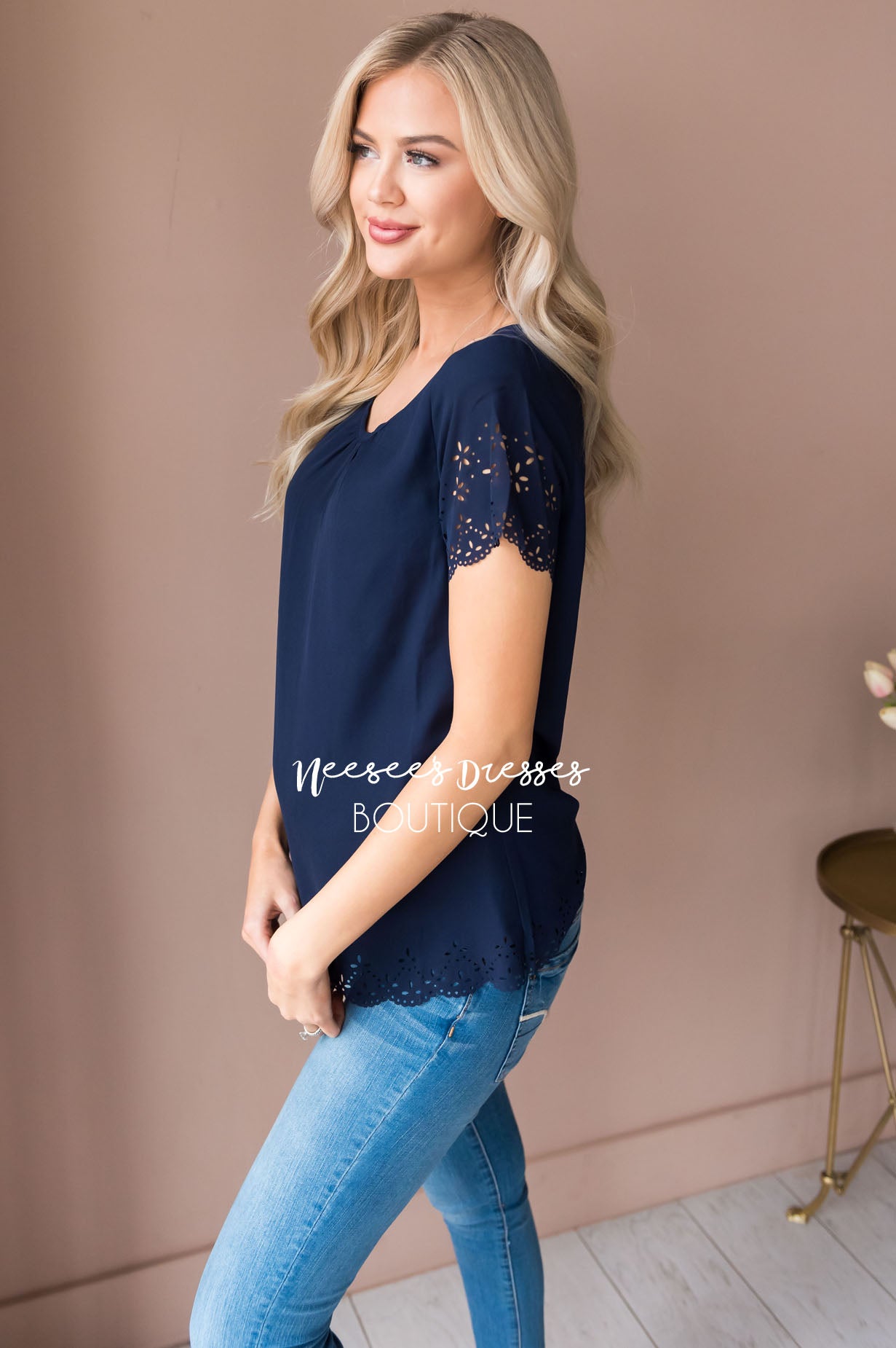 Living In The Moment Modest Eyelet Blouse