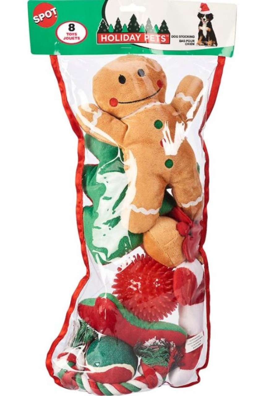 Spot Holiday Christmas Dog Toy Stocking， XL， 8 Piece