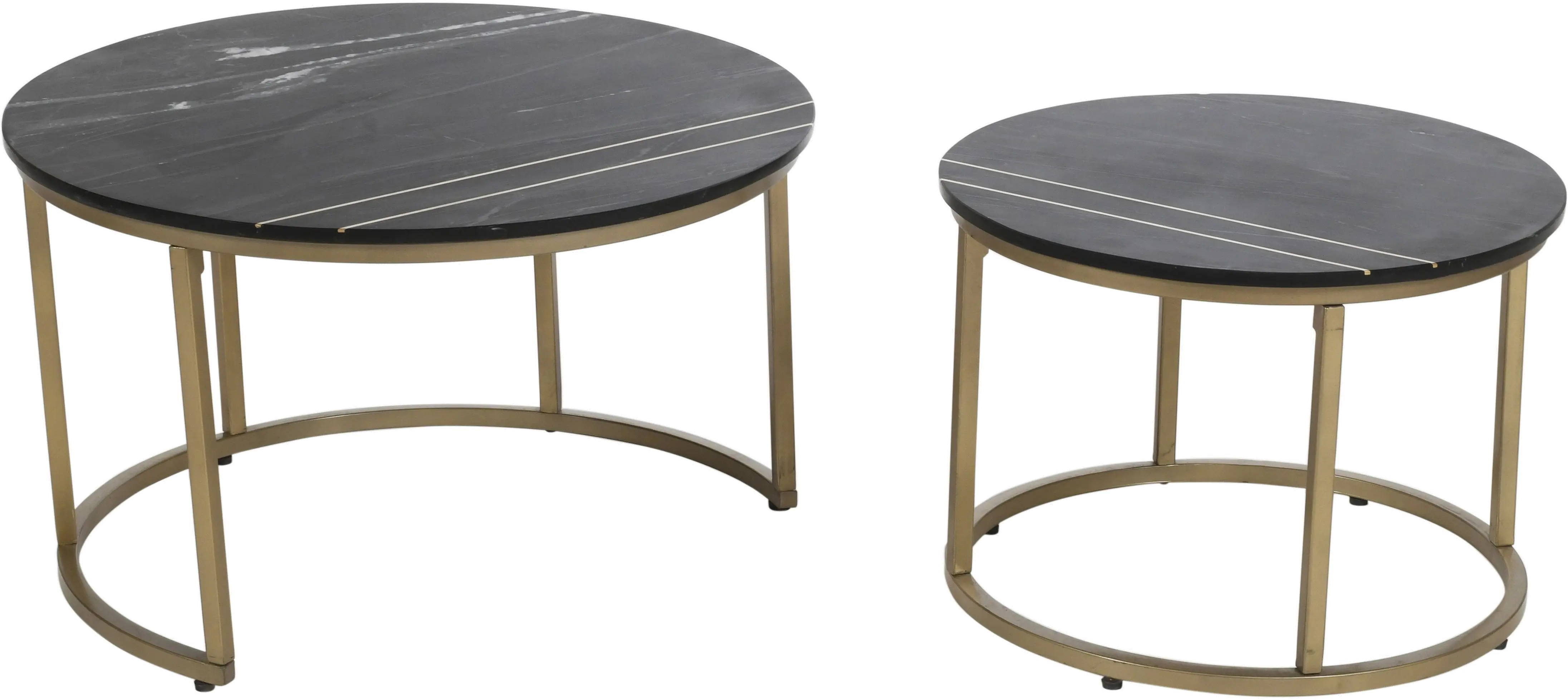 Kayla Black Marble Round Nesting Tables， Set of 2