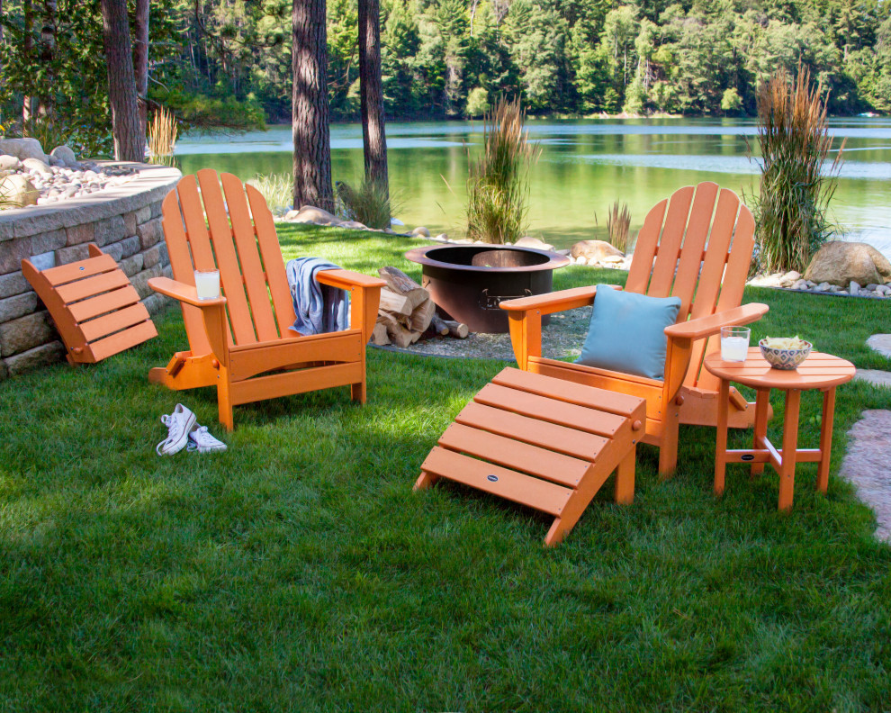 Polywood Classic Oversized Curveback Adirondack 5 Piece Casual Set   Beach Style   Outdoor Lounge Sets   by POLYWOOD  Houzz