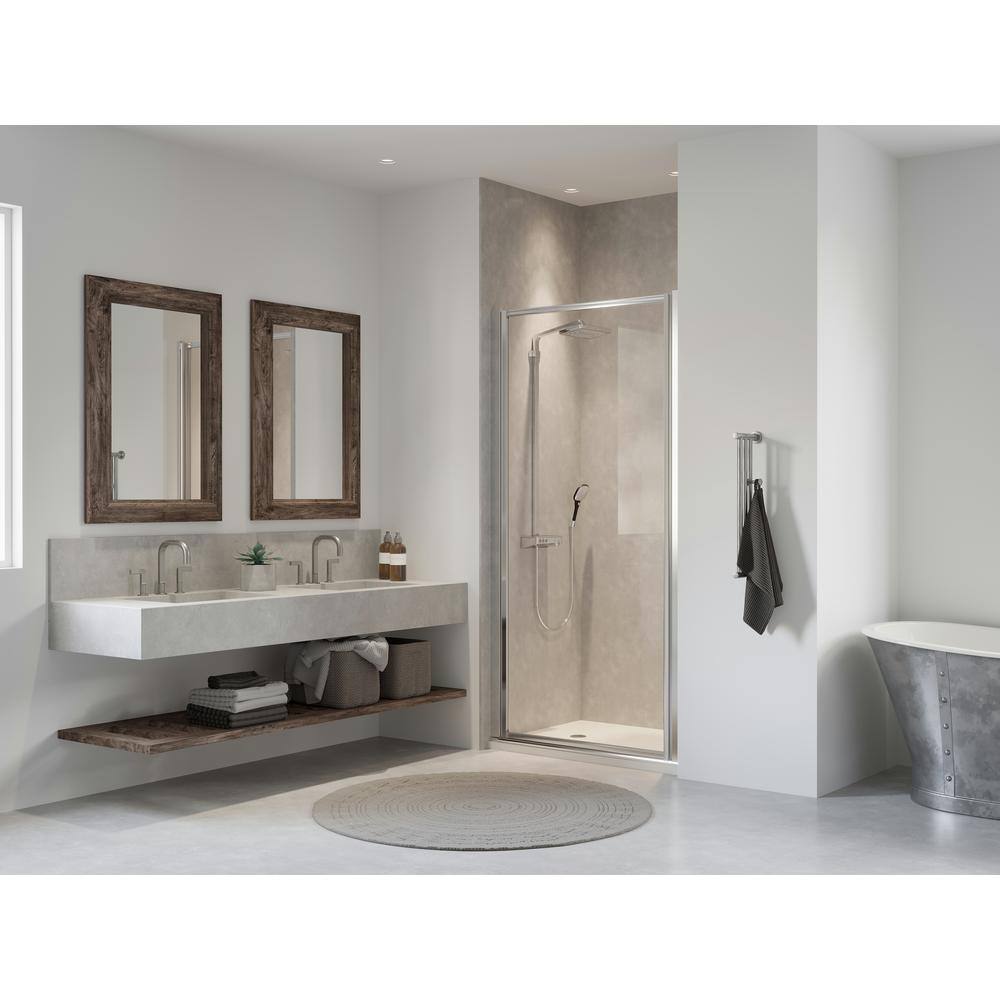 Coastal Shower Doors Legend 22.625 in. to 23.625 in. x 64 in. Framed Hinged Shower Door in Chrome with Clear Glass L23.66B-C