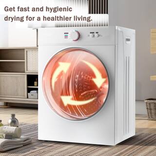 HwoamneT 1.41 cu. ft. Vented Electric Dryer in White with Easy Knob Control for 5 Modes BLW#HGJ002