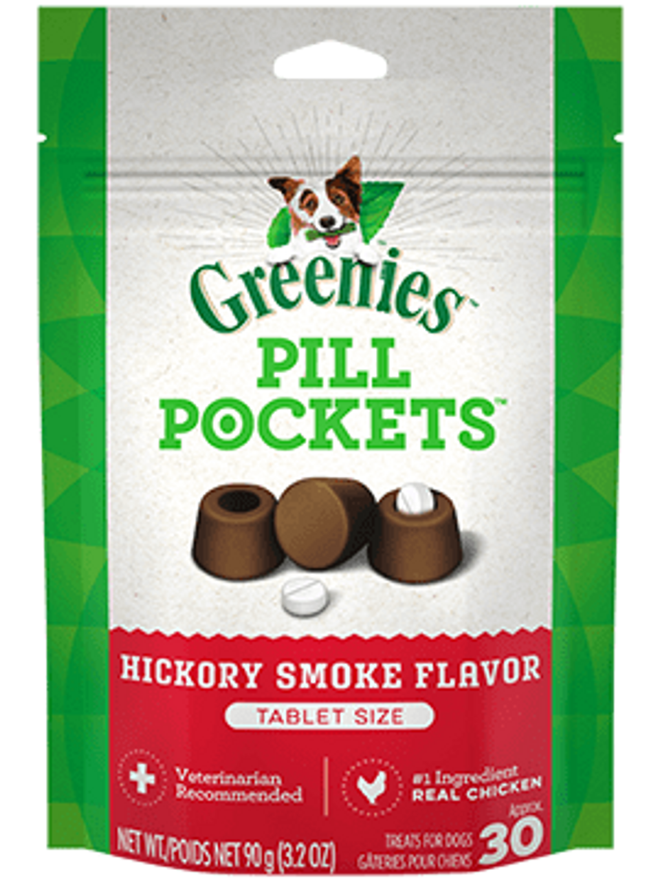 Greenies Pill Pockets Hickory Smoke Flavor Tablet Dog Treats， 30 Count