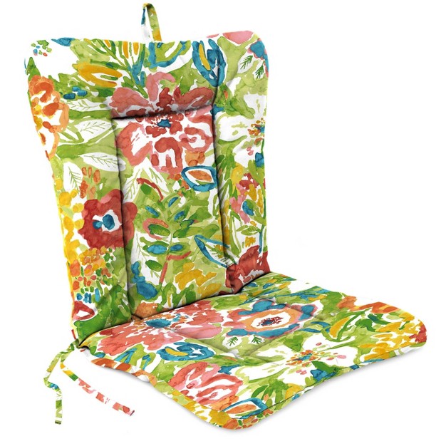 Outdoor Knife Edge Euro Style Dining Chair Cushion Green Botanical Jordan Manufacturing