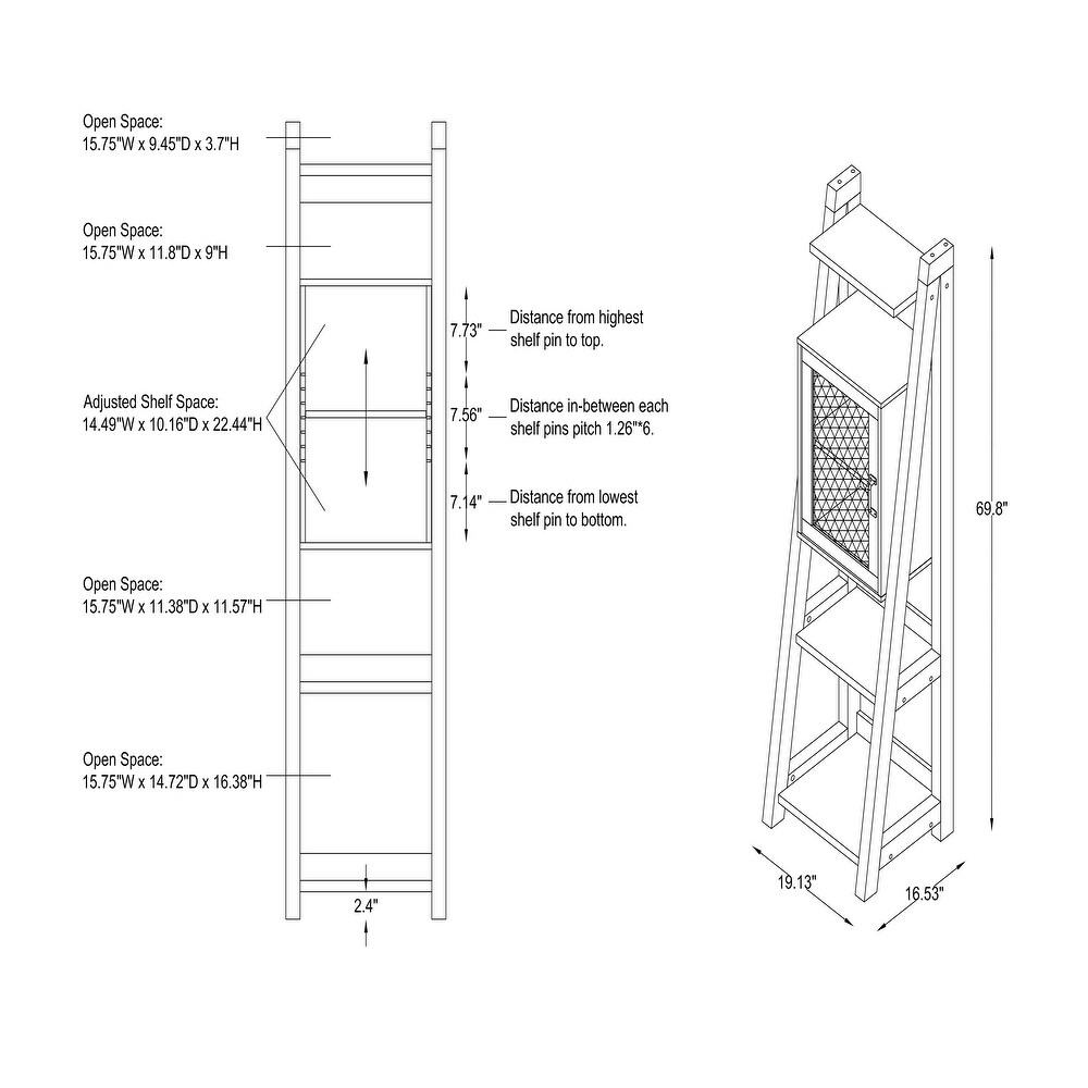 Carson Industrial Oak 70 inch Compact Bookcase with Cabinet