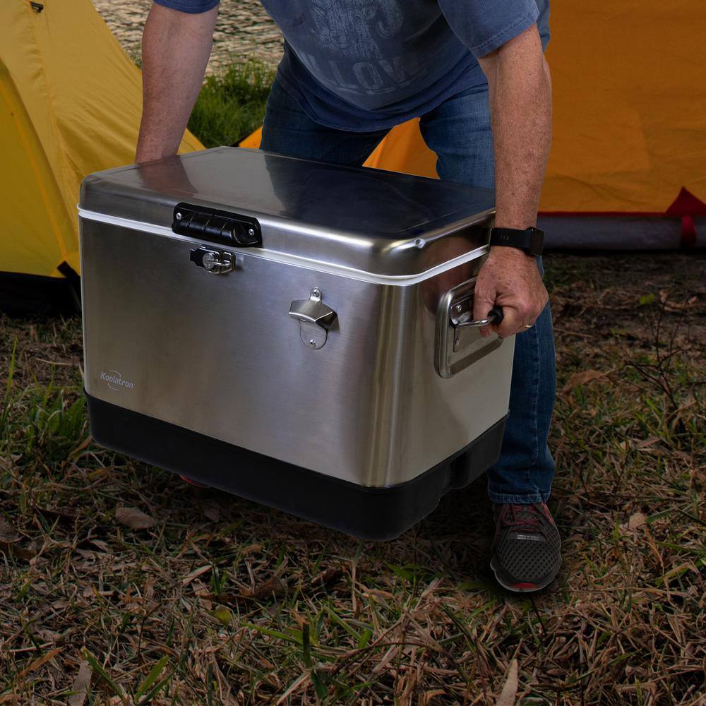 Koolatron 51 L (54 qt) Stainless Steel Beverage Ice Chest Cooler with Bottle Opener KIC-54