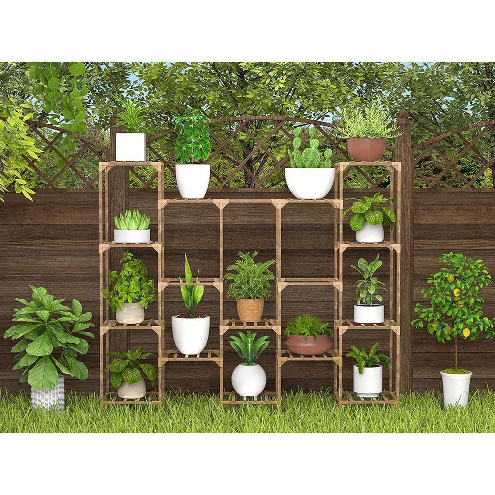 Outdoor Natural Walnut Wood Plant Stand (7-Tiered) AM929C-292