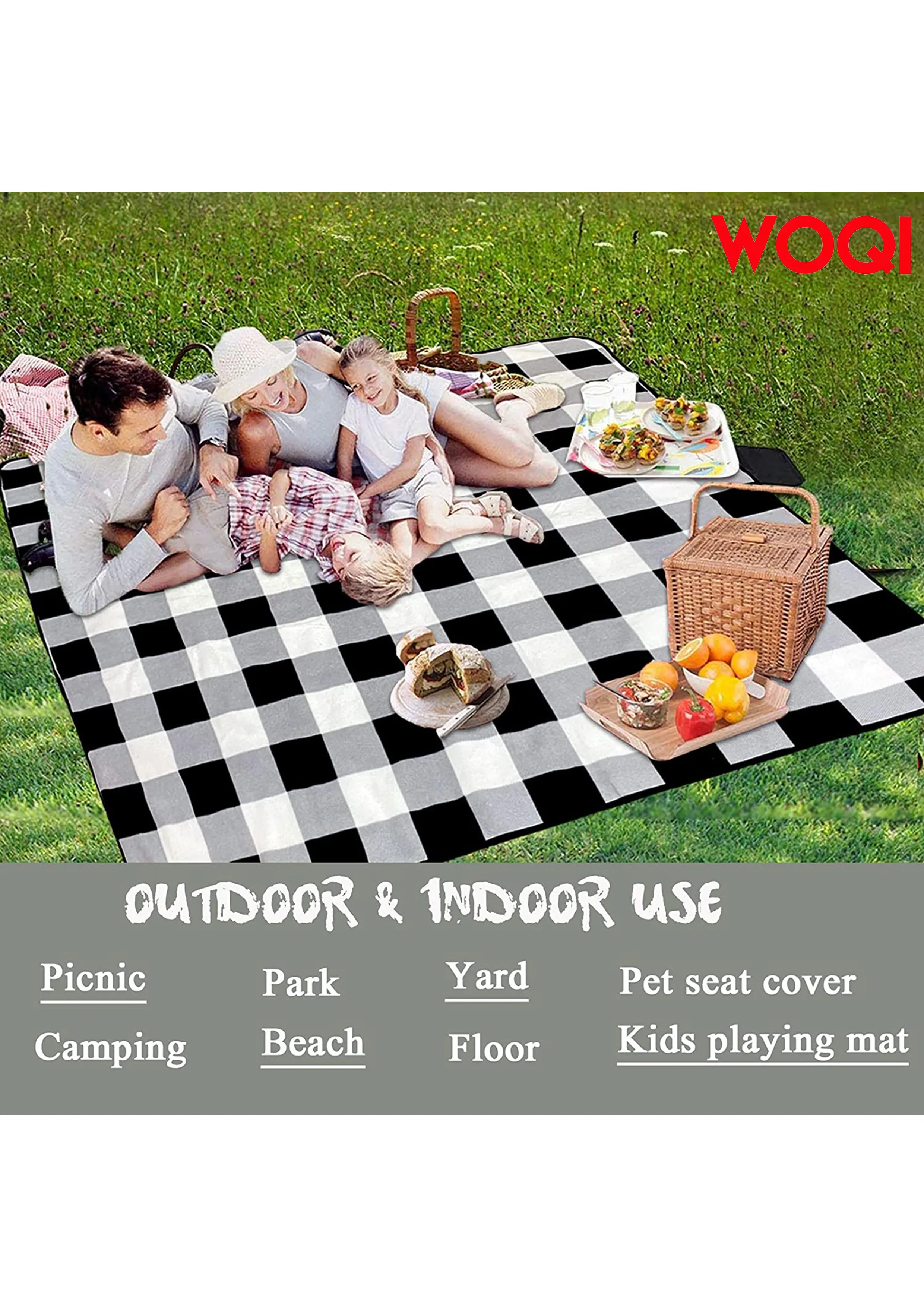 Woqi outdoor adventure  Waterproof   Blanket   durable picnic  blanket   machine washable easy fold