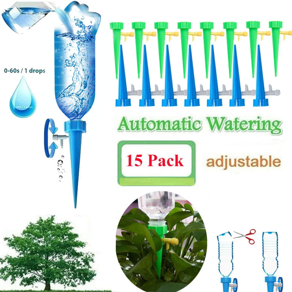 Self Watering Spikes 15 Pc Plant Waterer Indoor Outdoor Adjustable Plant Watering Stakes