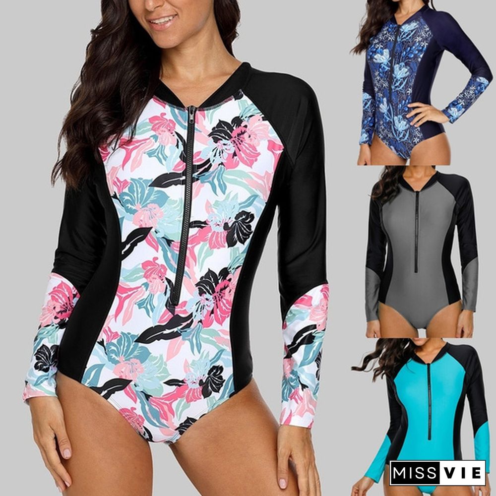 Charmleaks Women Long Sleeve Rashguard One-piece Swimsuit Swimwear Surfing Top Rash Guard UPF50+ Running Biking Shirt Plus Size