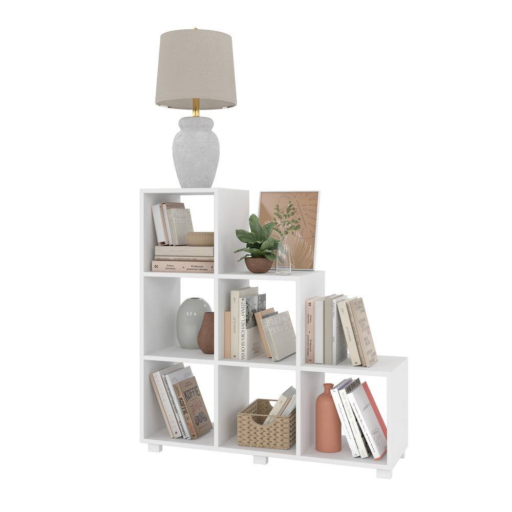 Manhattan Comfort Cascavel 36.22 in. W x 11.41 in. D Sophisticated White Stair Cubby Shelf 26AMC6