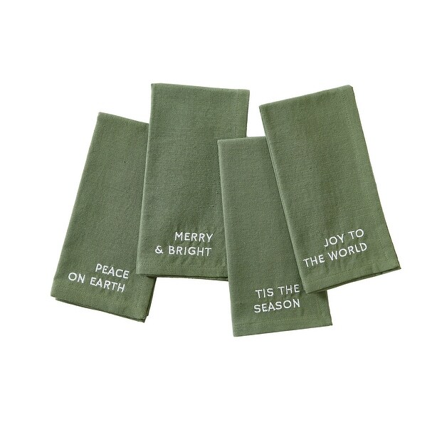 Joyful Sentiment Embroidered Napkins，Set of 4