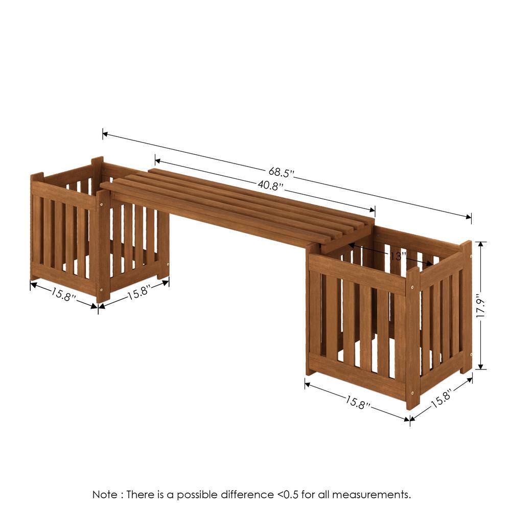 Furinno Tioman Hardwood Outdoor Lifestyle Planter Box with Seater FG19455