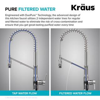 KRAUS Oletto 2-in-1 Commercial Style Pull-Down Single Handle Water Filter Kitchen Faucet in Matte Black KFF-2631MB