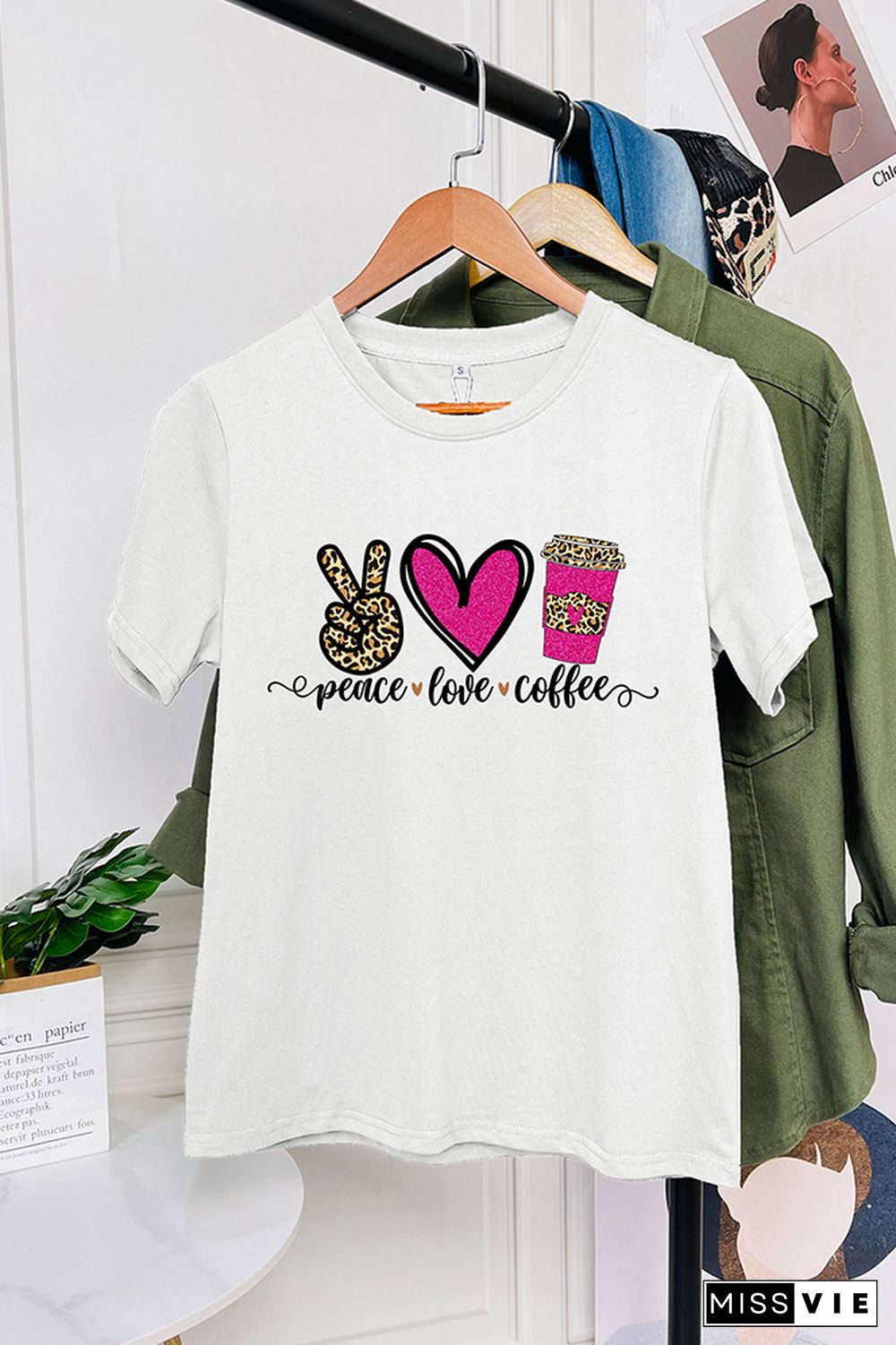 Peace Love Coffee Short Sleeve Graphic Tee Wholesale