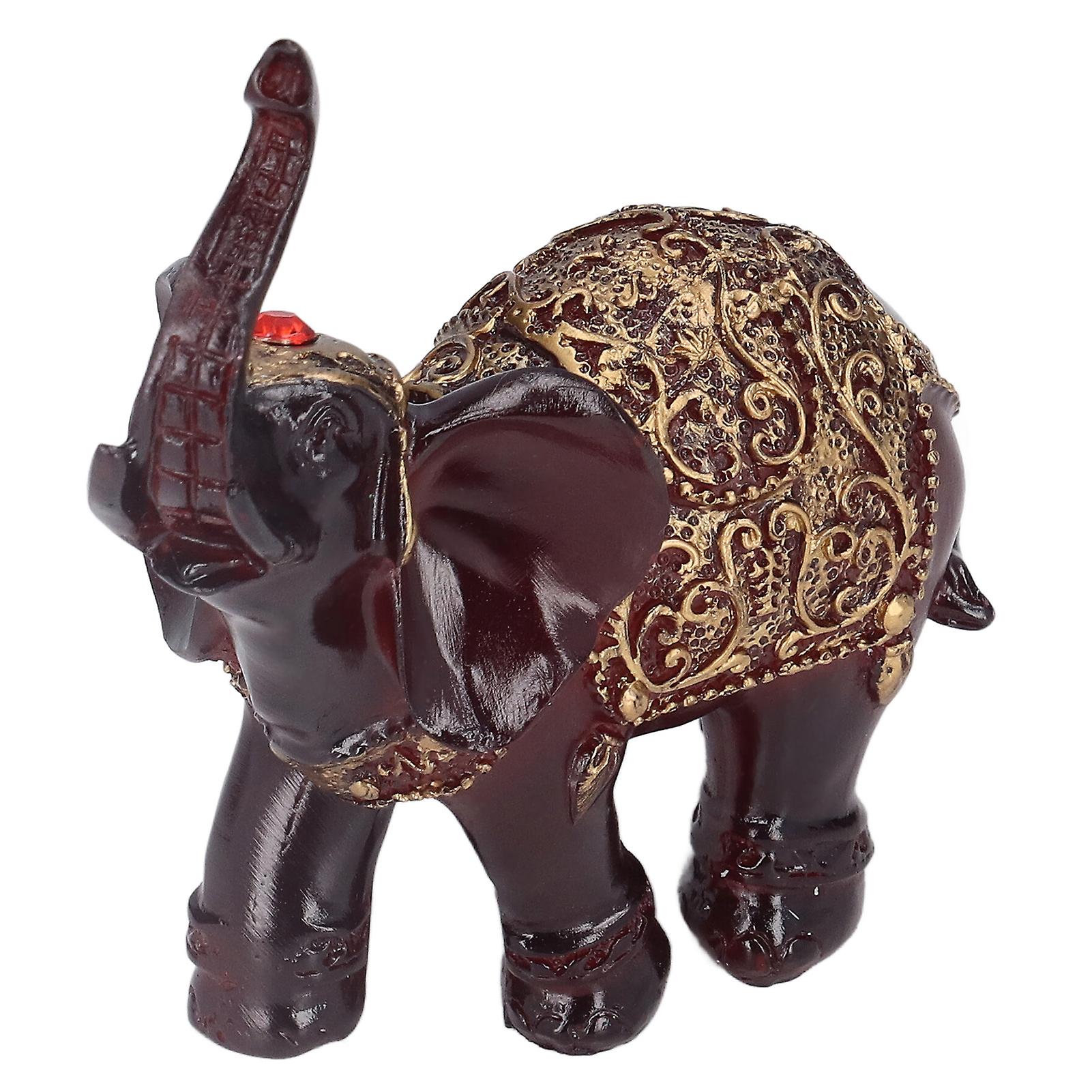 Elephant Figurines Durable Resin Delicate Texture Retro Style Symbolize Power Good Luck Prosperity Elephant Statue