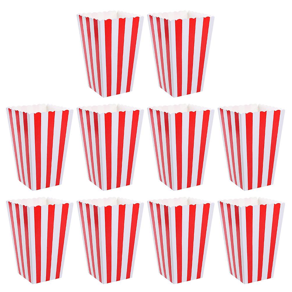 10pcs Popcorn Boxes Holds Fashion Stripes Popcorn Storage Container Popcorn Tubs