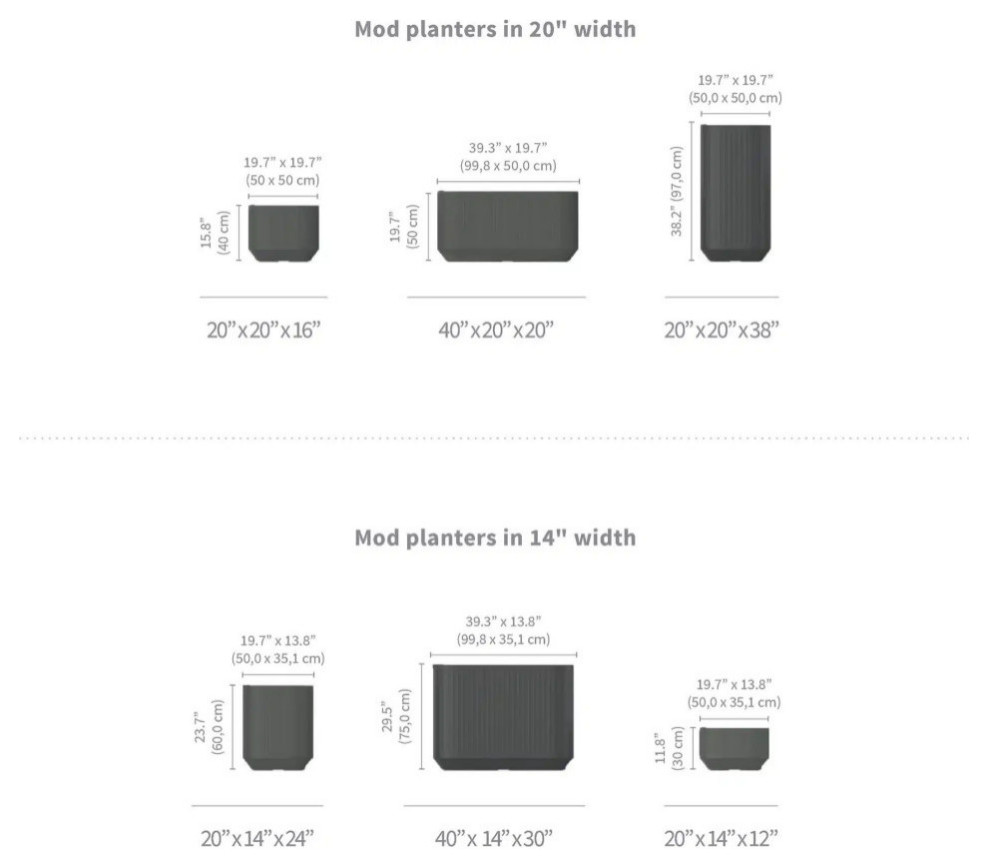 Mod 40 quotx20 quotx20 quotH Planter   Contemporary   Outdoor Pots And Planters   by Crescent Garden  Houzz