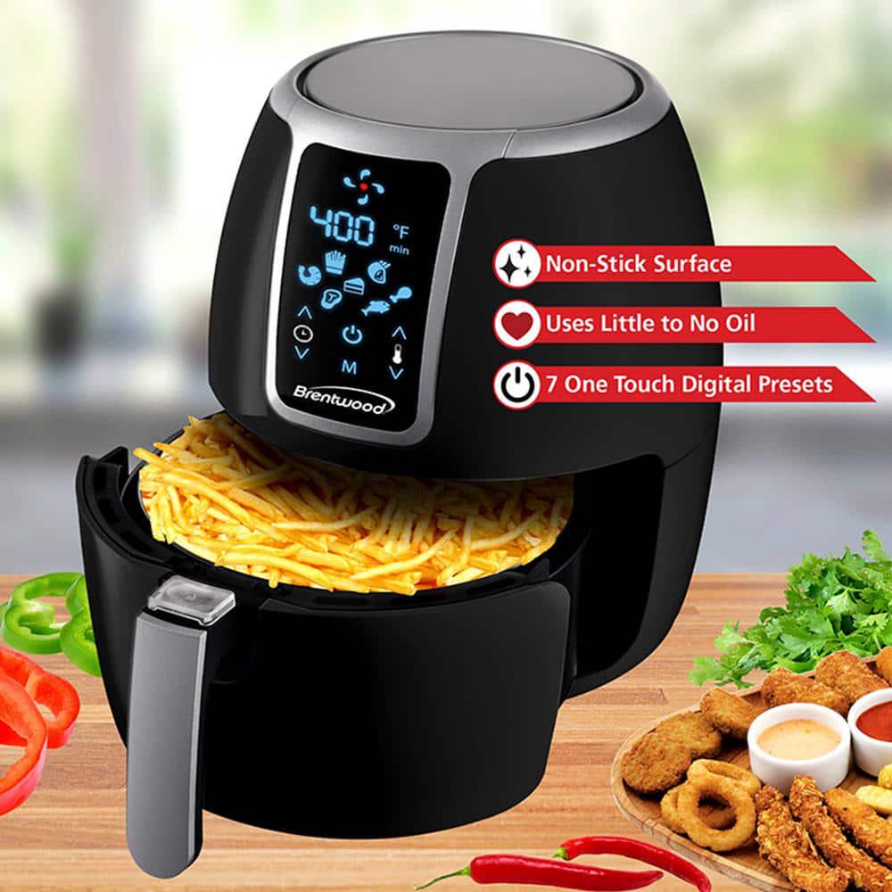 Brentwood Small 1400Watt 4 qt Black Electric Digital Air Fryer with Temperature Control