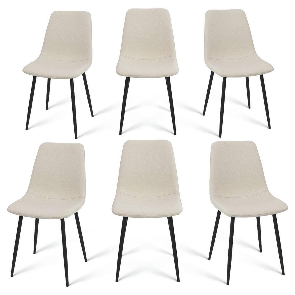 Elevens Fabric Beige Upholstered Dining Side Chair (Set of 6) BINGO-BEIGE-6