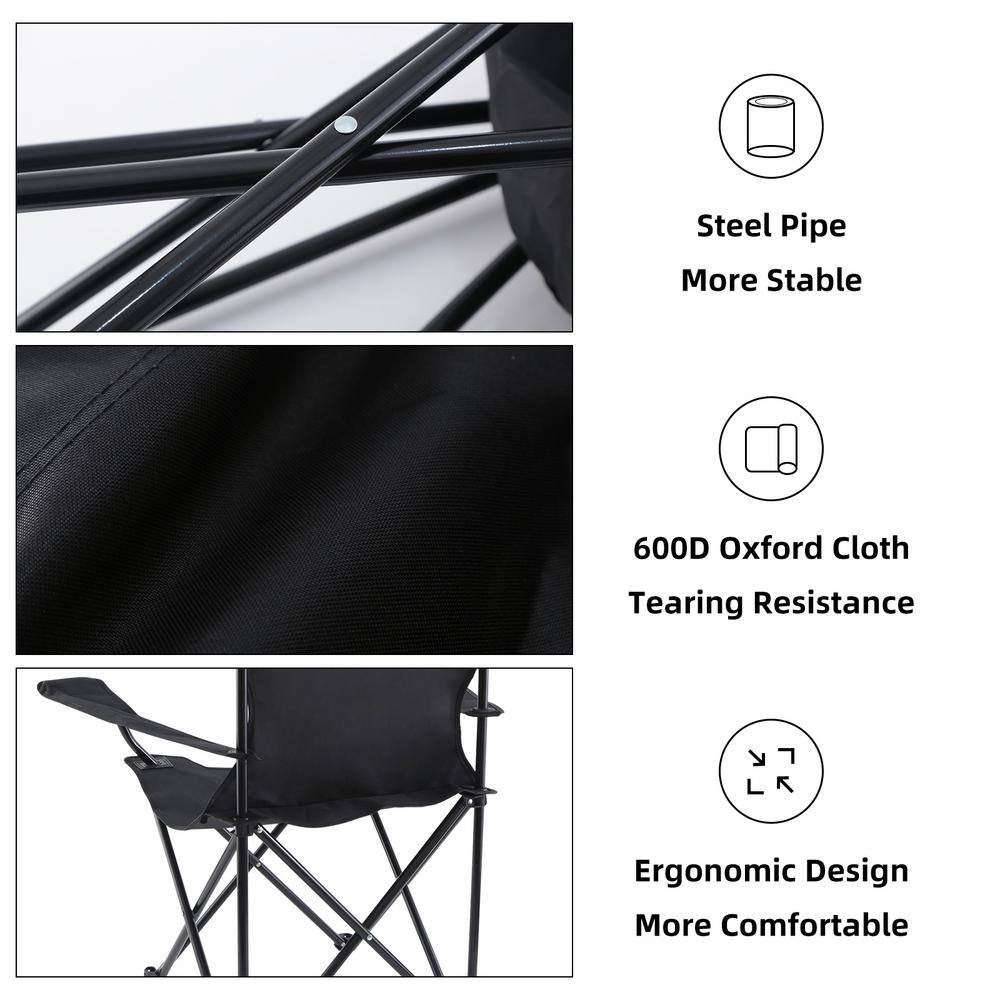 TIRAMISUBEST Lightweight Camping Chairs Folding Chairs Portable Lawn Chairs Fold Up Patio Chair Black FNCHARCAMP01B