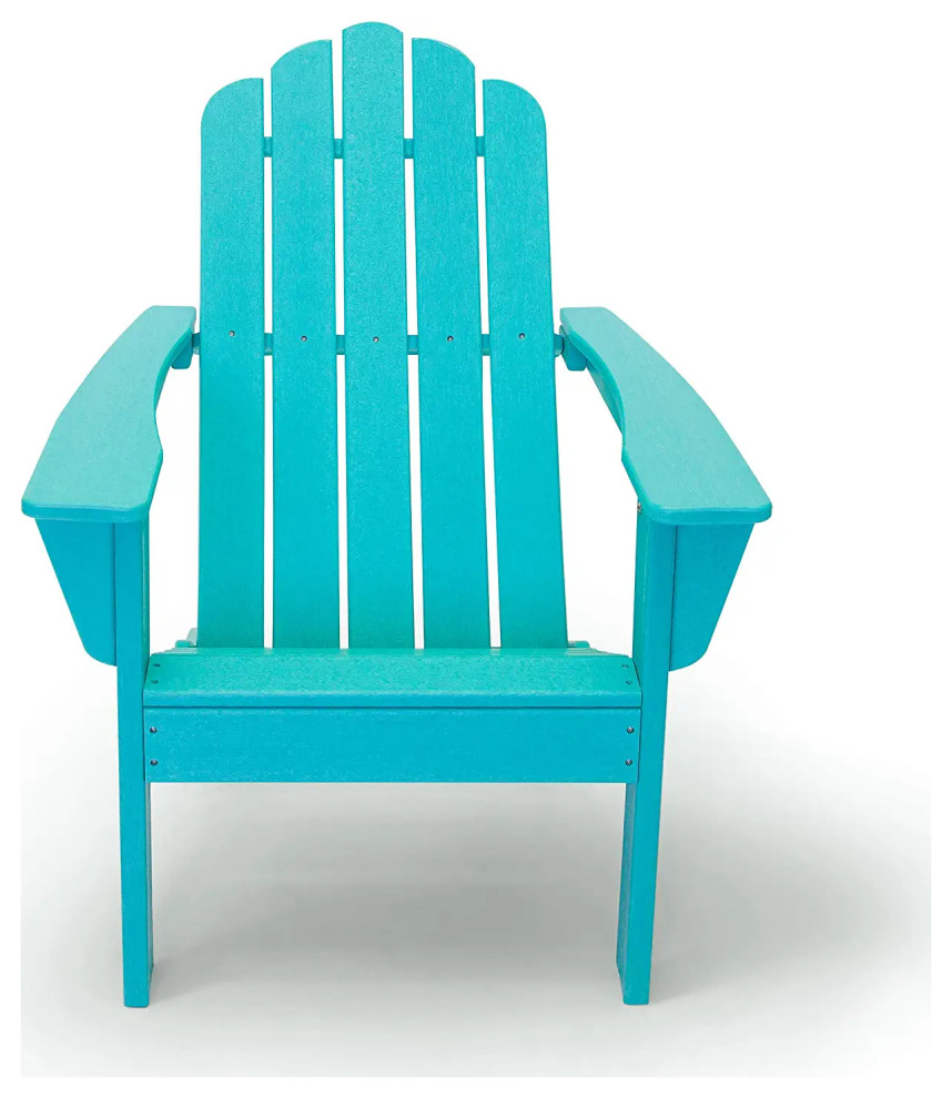 Set of 2 Adirondack Chair  HDPE Frame With Slatted Seat  ampWide Arms   Contemporary   Adirondack Chairs   by Decor Love  Houzz