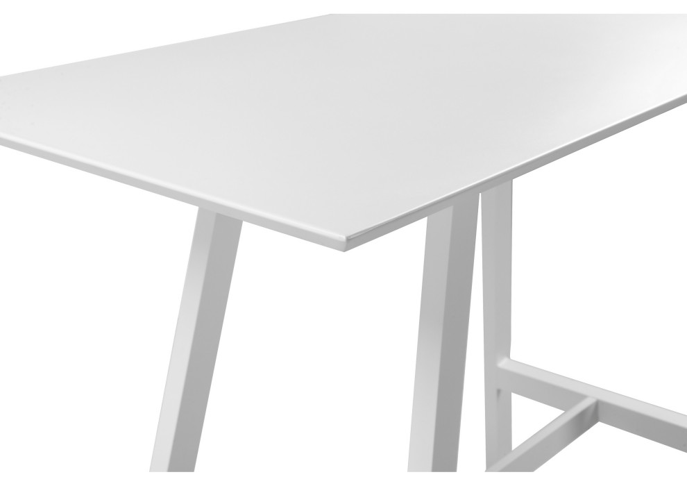 Benzara BM287784 Bar Table  Classic White Aluminum Frame  Rectanglular Top   Contemporary   Outdoor Pub And Bistro Tables   by Uber Bazaar  Houzz