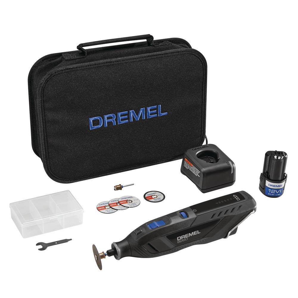 Dremel 8260 12VLi-Ion Variable Speed Cordless Smart Rotary Tool with Brushless Motor5 accessories3Ah BatteryChargerTool Bag 8260-5