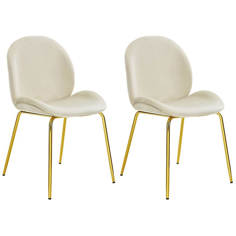 Set of 2 Velvet Accent Chairs with Gold Metal Legs