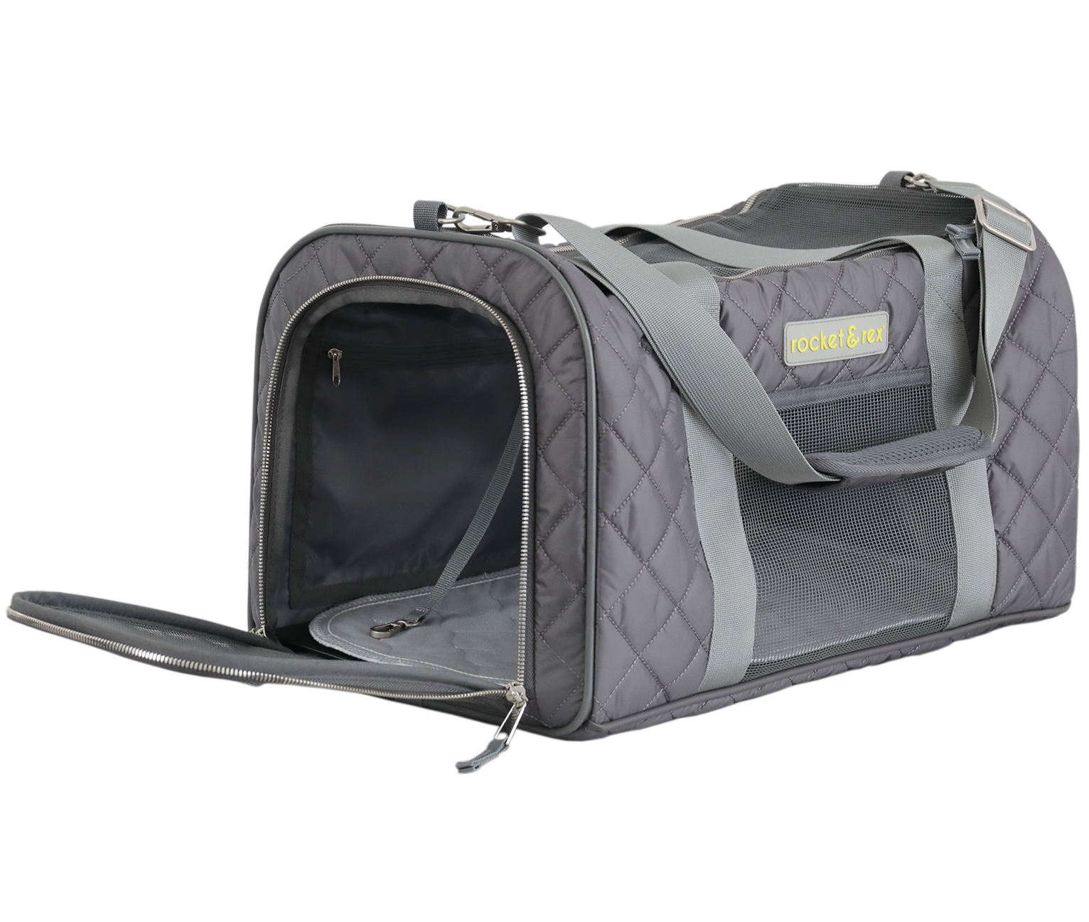 rocket and rex Premium， Soft Sided Pet Carrier. for Dogs， Puppies and Cats up to 16 lbs. Car Rides， Everyday Use and Travel. Airline Approved. Collapsible， Rigid Frame for Easy Storage.