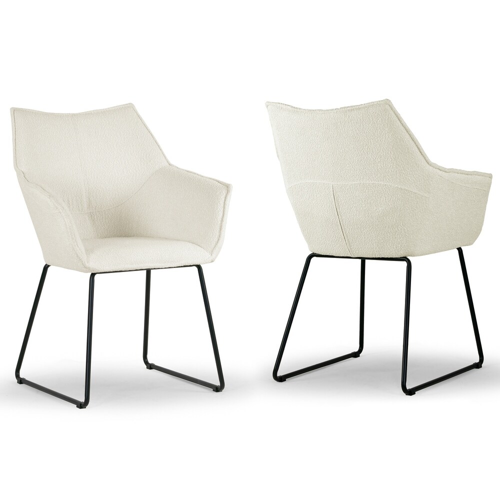 Set of 2 Amna Cream Boucle Arm Chair