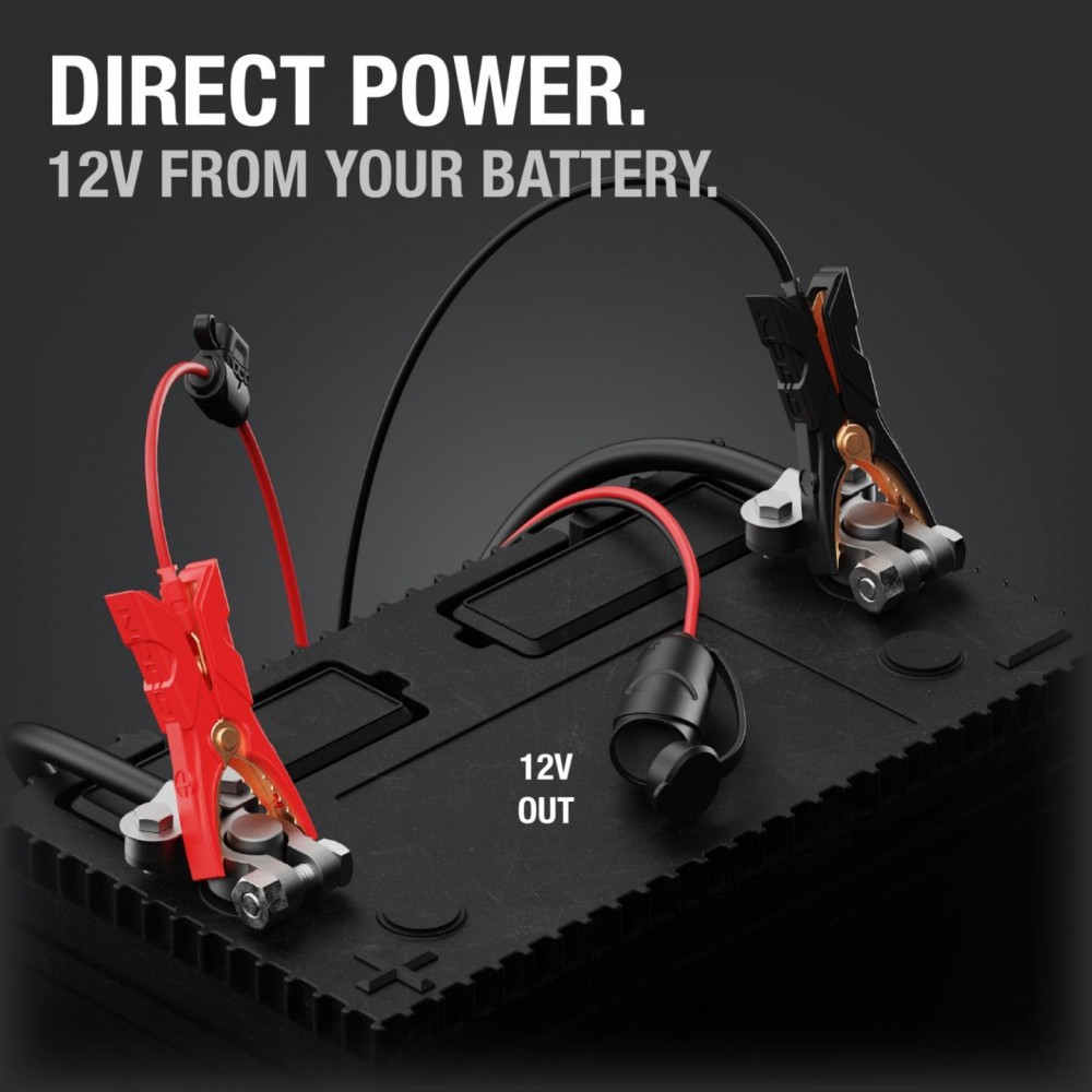 Noco 12V 15A Adapter Plug with Battery Clamps ;