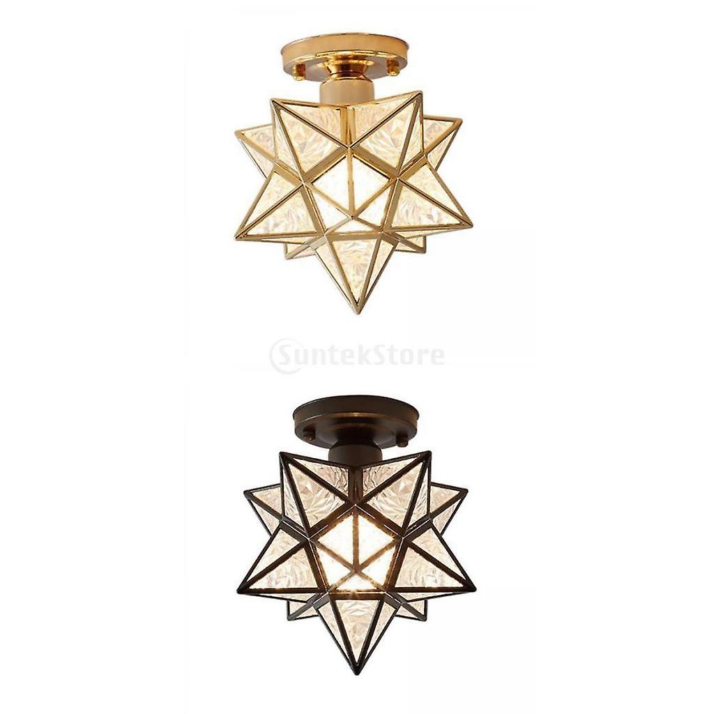 2x Pvc Semi Flush Mount Star Ceiling Wall Lamps Flush Mount  Black Golden