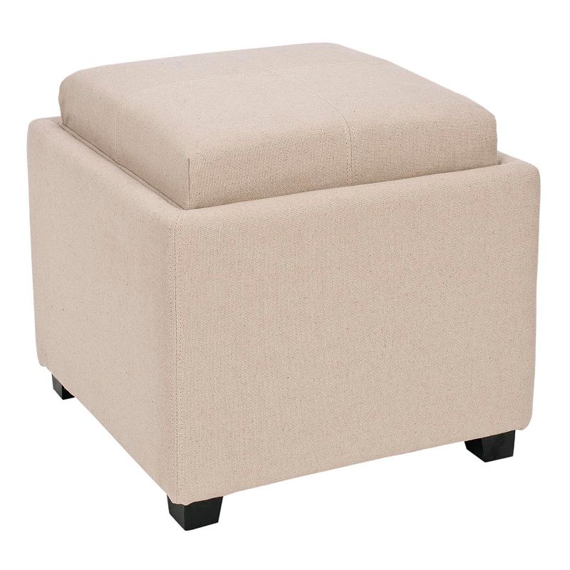 Safavieh Bennett Neutral Square Single Tray Storage Ottoman