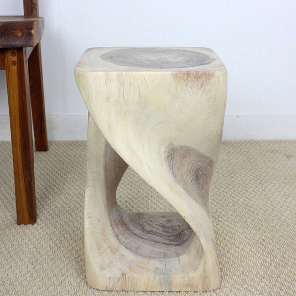 Haussmann? Original Wood Twist Stool 10 X 10 X 16 In High White Oil - 10 x 10 x 16