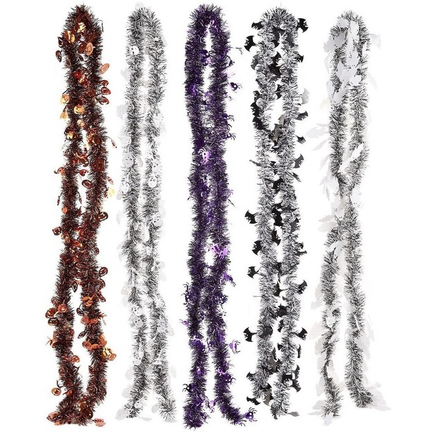 Juvale 5 Pack Halloween Party Garland Decorations Tinsel With 5 Assorted Design 6 6 Feet